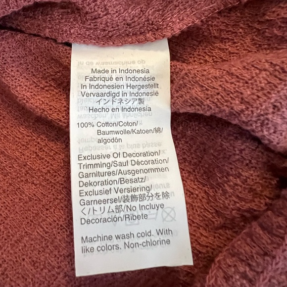 Madewell Smocked Bell Sleeve 100% Cotton Top in Autumn Berry/ Mauve sz S - Picture 8 of 12